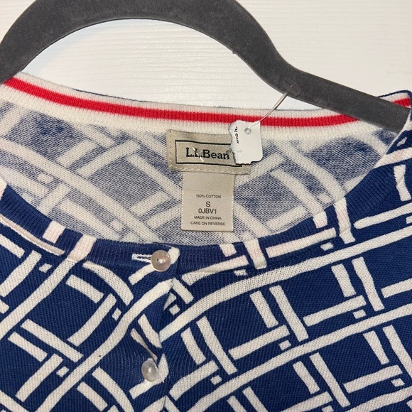 L.L. Bean Blue and White Cardigan Sweater Small - Picture 2 of 3